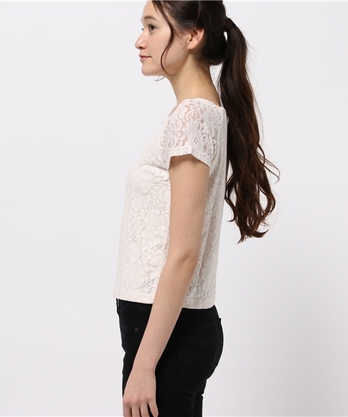 Chico（チコ）の「レース・ボーダー半袖プルオーバー（Tシャツ/カットソー・レディース・アイボリー/ホワイト系その他/ピンク系その他・FREE）」の12枚目の写真