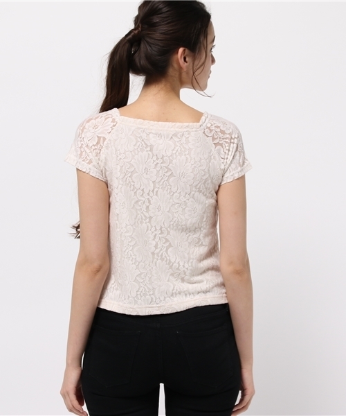 Chico（チコ）の「レース・ボーダー半袖プルオーバー（Tシャツ/カットソー・レディース・アイボリー/ホワイト系その他/ピンク系その他・FREE）」の13枚目の写真