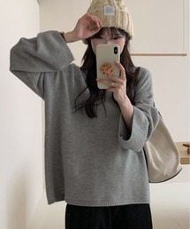 オーバーサイズ クルーネック ニット トップス