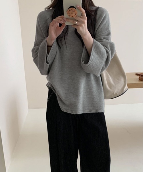 kirakiraShop(キラキラショップ)の「オーバーサイズ クルーネック ニット トップス(ニット/セーター・レディース・モカ/杢グレー/クリーム/ブラック・FREE)」の9枚目の写真