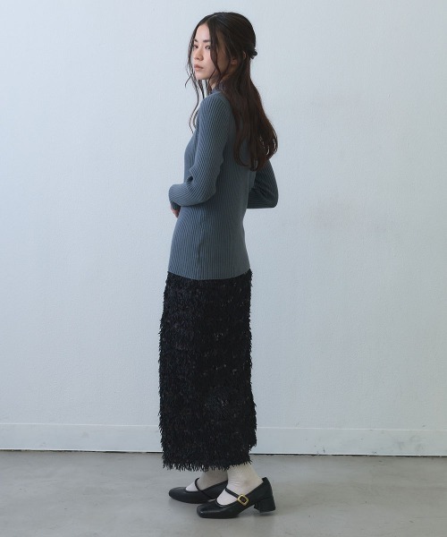 Clum(クルム)の「metal charm keyhole rib high neck knit / メタルチャームキーホールリブハイネックニット(ニット/セーター・レディース・グレー/ブラウン/ブラック・FREE)」の18枚目の写真
