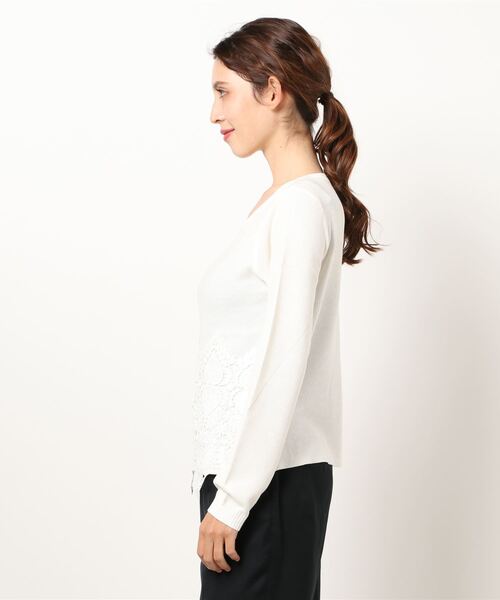 REAL CUBE(リアルキューブ)の「REAL CUBE ワイドレース鹿の子ニット(ニット/セーター・レディース・グレー/キナリ/ネイビー・38)」の13枚目の写真