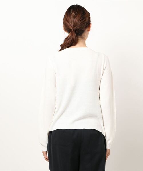 REAL CUBE(リアルキューブ)の「REAL CUBE ワイドレース鹿の子ニット(ニット/セーター・レディース・グレー/キナリ/ネイビー・38)」の12枚目の写真