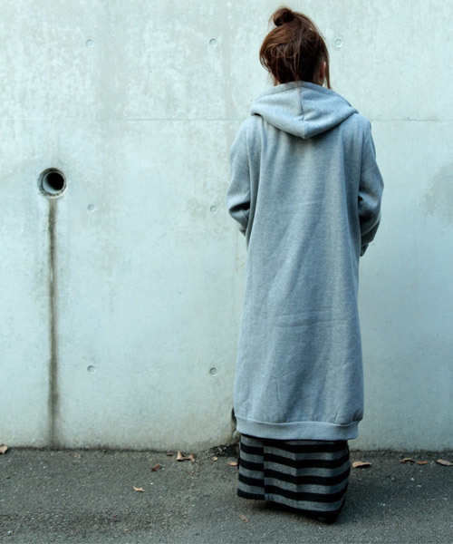 antiqua(アンティカ)の「ロングフードコート(その他アウター・レディース・ライトグレー/ブラック・M)」の6枚目の写真