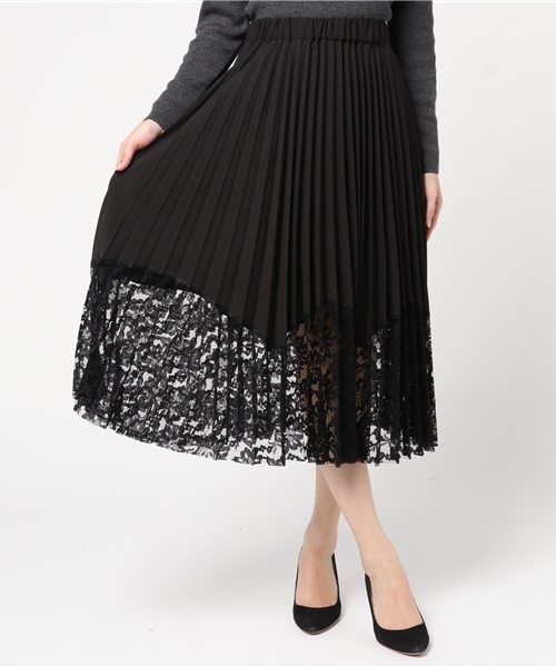 Cheek（チーク）の「レースヘムプリーツスカート（スカート・レディース・ホワイト/ピンク/ブラック・MEDIUM）」の12枚目の写真