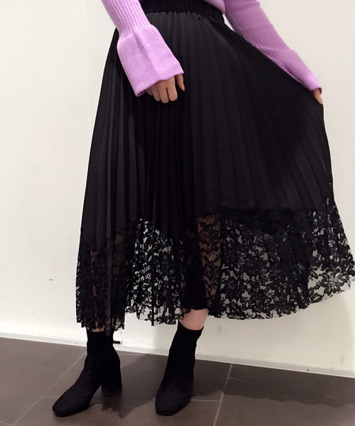 Cheek（チーク）の「レースヘムプリーツスカート（スカート・レディース・ホワイト/ピンク/ブラック・MEDIUM）」の11枚目の写真