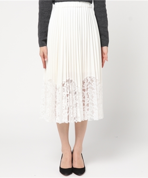 Cheek（チーク）の「レースヘムプリーツスカート（スカート・レディース・ホワイト/ピンク/ブラック・MEDIUM）」の4枚目の写真