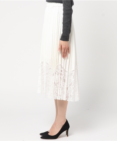 Cheek（チーク）の「レースヘムプリーツスカート（スカート・レディース・ホワイト/ピンク/ブラック・MEDIUM）」の5枚目の写真
