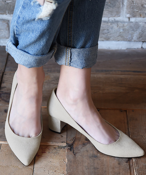 Luz Llena（ラズレナ）の「[made in JAPAN]ポインテッドチャンキ ヒールパンプス（パンプス・レディース・ピンク/ブルー/ブラック/グレイッシュベージュ/マスタード/レッド・22.5cm/24.0cm/23.5cm/24.5cm/23.0cm）」の3枚目の写真