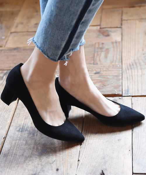 Luz Llena（ラズレナ）の「[made in JAPAN]ポインテッドチャンキ ヒールパンプス（パンプス・レディース・ピンク/ブルー/ブラック/グレイッシュベージュ/マスタード/レッド・22.5cm/24.0cm/23.5cm/24.5cm/23.0cm）」の2枚目の写真