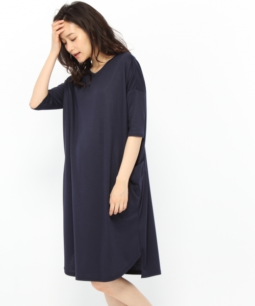 LAKOLE（ラコレ）の「2WAYポンチサックワンピース / LAKOLE（ワンピース・レディース・ネイビー/オリーブ/スモーク・SMALL/LARGE/MEDIUM）」の10枚目の写真