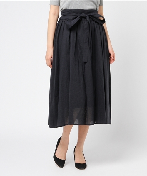 un dix cors（アンディコール）の「リネンコットンギャザースカート（スカート・レディース・パープル/ネイビー・ﾌﾘ-）」の2枚目の写真