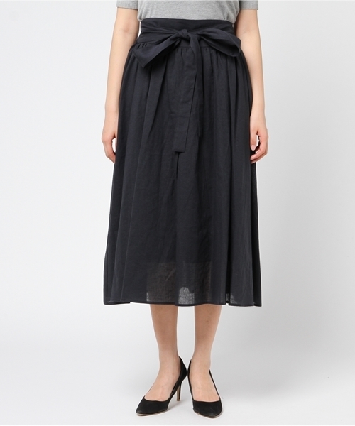 un dix cors（アンディコール）の「リネンコットンギャザースカート（スカート・レディース・パープル/ネイビー・ﾌﾘ-）」の7枚目の写真