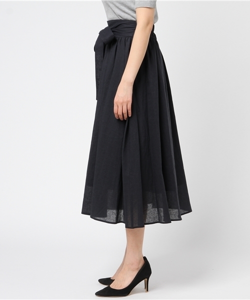 un dix cors（アンディコール）の「リネンコットンギャザースカート（スカート・レディース・パープル/ネイビー・ﾌﾘ-）」の8枚目の写真