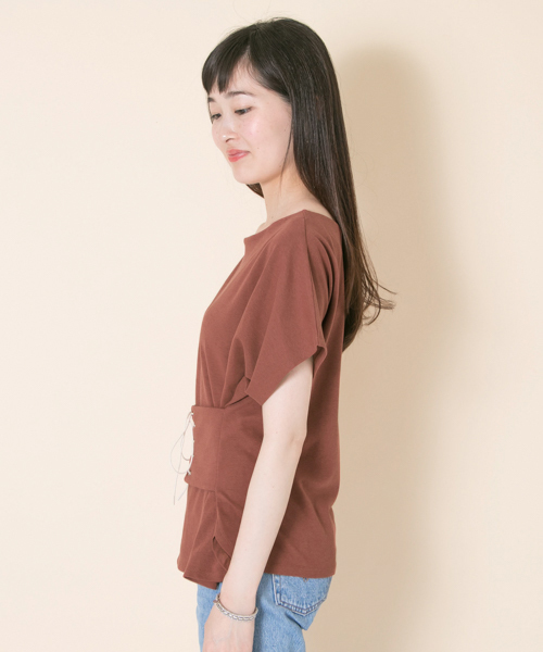 URBAN RESEARCH（アーバンリサーチ）の「2WAYレースアップTOPS（Tシャツ/カットソー・レディース・ブラウン/グリーン/ブラック・FREE）」の15枚目の写真