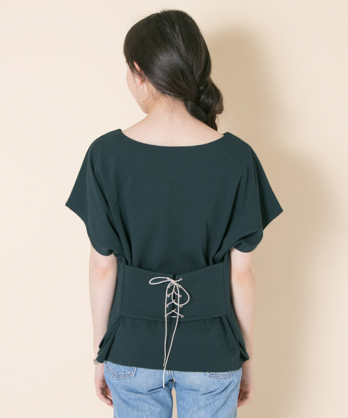 URBAN RESEARCH（アーバンリサーチ）の「2WAYレースアップTOPS（Tシャツ/カットソー・レディース・ブラウン/グリーン/ブラック・FREE）」の19枚目の写真