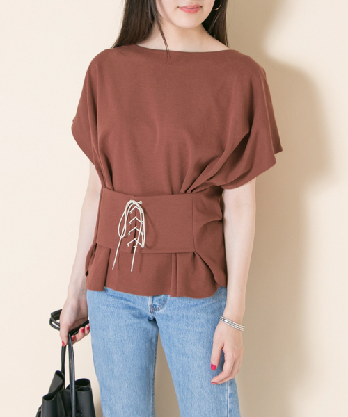 URBAN RESEARCH（アーバンリサーチ）の「2WAYレースアップTOPS（Tシャツ/カットソー・レディース・ブラウン/グリーン/ブラック・FREE）」の20枚目の写真