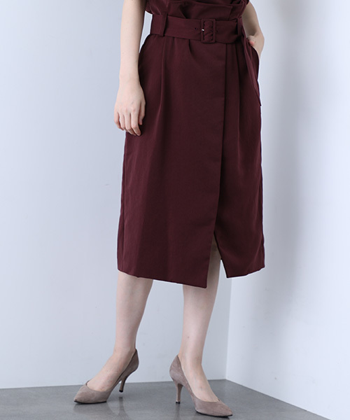 STUDIOUS（ステュディオス）の「【STUDIOUS】ピーチサテンIラインスカート（スカート・レディース・ネイビー/マルチ/ベージュ/バーガンディー・0/1）」の3枚目の写真