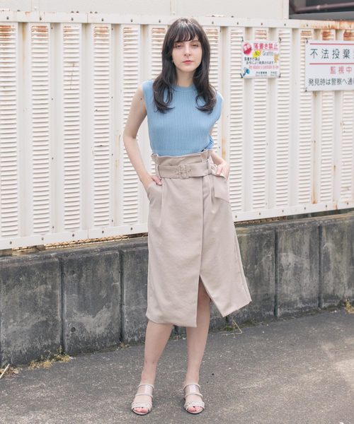 STUDIOUS（ステュディオス）の「【STUDIOUS】ピーチサテンIラインスカート（スカート・レディース・ネイビー/マルチ/ベージュ/バーガンディー・0/1）」の5枚目の写真