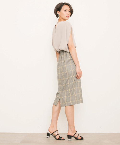 STUDIOUS（ステュディオス）の「【STUDIOUS】ピーチサテンIラインスカート（スカート・レディース・ネイビー/マルチ/ベージュ/バーガンディー・0/1）」の8枚目の写真