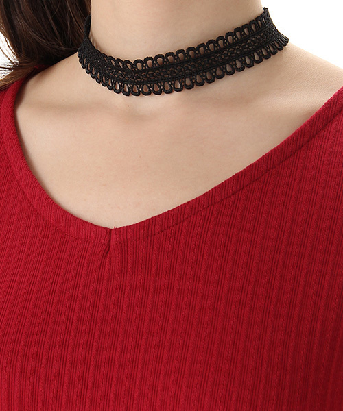 Honeys（ハニーズ）の「フリル袖プルオーバー（Tシャツ/カットソー・レディース・マスタード/アイボリー/ブラック/レッド/グリーン・L/M）」の10枚目の写真