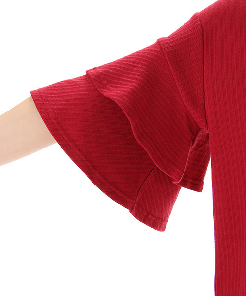 Honeys（ハニーズ）の「フリル袖プルオーバー（Tシャツ/カットソー・レディース・マスタード/アイボリー/ブラック/レッド/グリーン・L/M）」の11枚目の写真