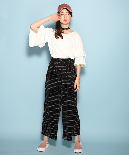 Honeys（ハニーズ）の「フリル袖プルオーバー（Tシャツ/カットソー・レディース・マスタード/アイボリー/ブラック/レッド/グリーン・L/M）」の15枚目の写真