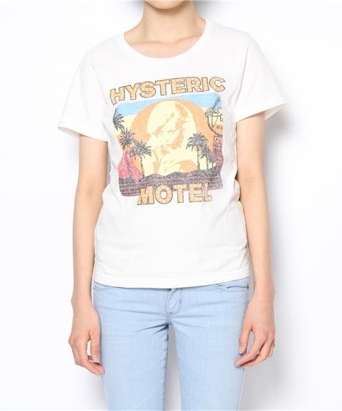 HYSTERIC GLAMOUR（ヒステリックグラマー）の「MOTEL pt T-SH（Tシャツ/カットソー・レディース・ホワイト/オレンジ/チャコールグレー・FREE）」の4枚目の写真
