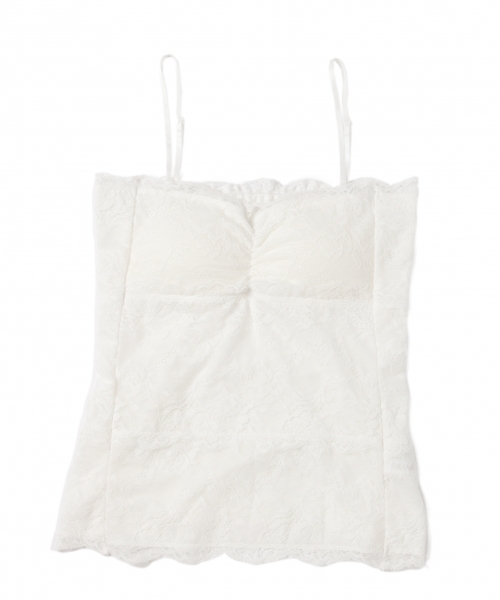 laboratory work（ラボラトリーワーク）の「カップ付き◆レースベアトップ（キャミソール・レディース・ホワイト/ブラック・MEDIUM）」の2枚目の写真