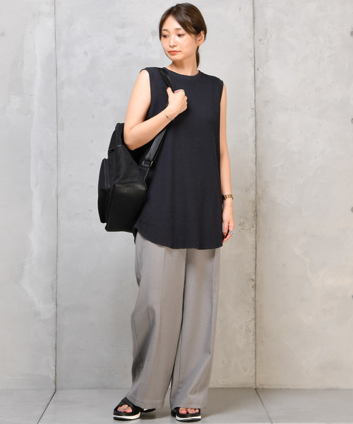 DouDou（ドゥドゥ）の「ワッフルタンク（Tシャツ/カットソー・レディース・オフホワイト/ベージュ/ブラック・FREE）」の20枚目の写真