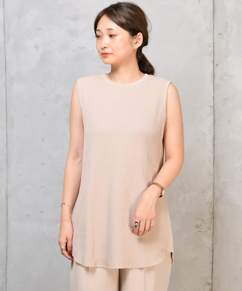 DouDou（ドゥドゥ）の「ワッフルタンク（Tシャツ/カットソー・レディース・オフホワイト/ベージュ/ブラック・FREE）」の10枚目の写真