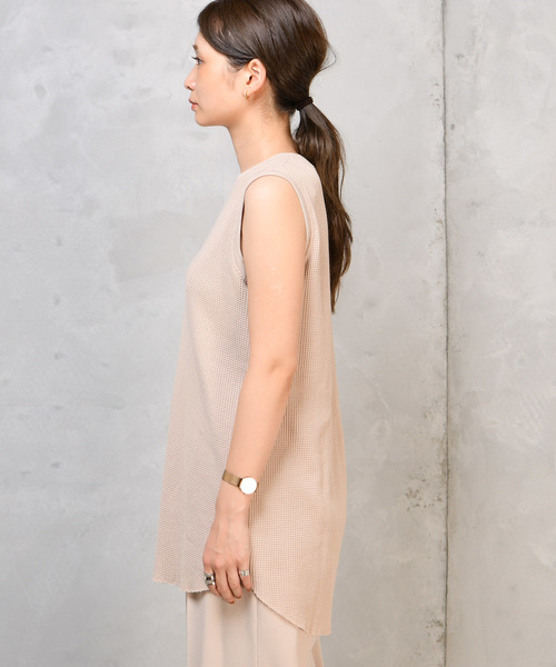 DouDou（ドゥドゥ）の「ワッフルタンク（Tシャツ/カットソー・レディース・オフホワイト/ベージュ/ブラック・FREE）」の9枚目の写真