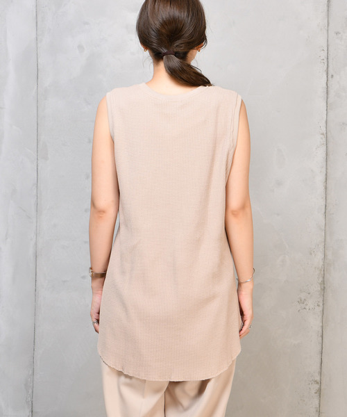 DouDou（ドゥドゥ）の「ワッフルタンク（Tシャツ/カットソー・レディース・オフホワイト/ベージュ/ブラック・FREE）」の8枚目の写真