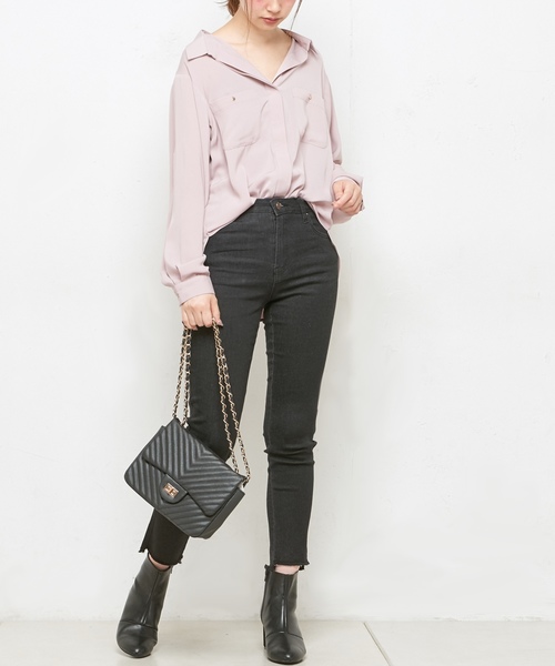 natural couture(ナチュラルクチュール)の「裾クラッシュストレッチスキニー(デニムパンツ・レディース・ブラック/インディゴブルー・S/M)」の15枚目の写真