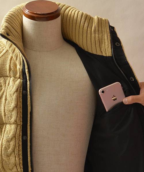 JOKER（ジョーカー）の「ニット中綿ジャケット（ダウンジャケット/コート・メンズ・オフホワイト/ブラック系その他/グレー系その他/ベージュ系その他/レッド系その他/ブラック系その他2/ネイビー・S/M/L/XL）」の17枚目の写真