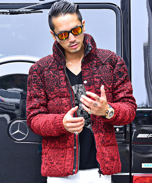 JOKER（ジョーカー）の「ニット中綿ジャケット（ダウンジャケット/コート・メンズ・オフホワイト/ブラック系その他/グレー系その他/ベージュ系その他/レッド系その他/ブラック系その他2/ネイビー・S/M/L/XL）」の7枚目の写真