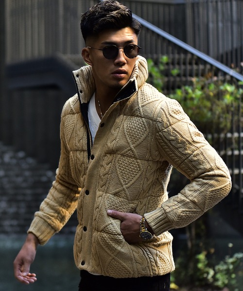 JOKER（ジョーカー）の「ニット中綿ジャケット（ダウンジャケット/コート・メンズ・オフホワイト/ブラック系その他/グレー系その他/ベージュ系その他/レッド系その他/ブラック系その他2/ネイビー・S/M/L/XL）」の15枚目の写真