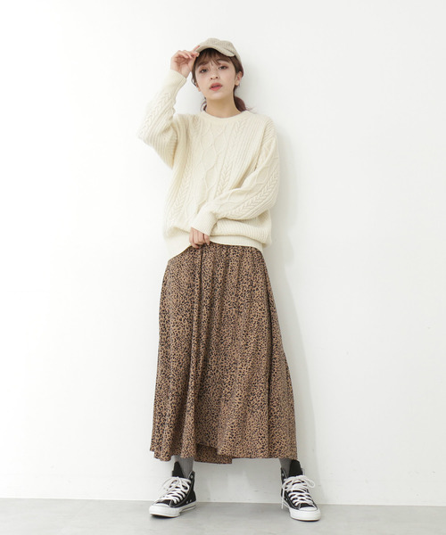 N.（N. Natural Beauty Basic）（エヌエヌナチュラルビューティーベーシック）の「≪◆レオパードマキシスカート≫（スカート・レディース・ベージュ系その他/ボルドー・MEDIUM）」の3枚目の写真
