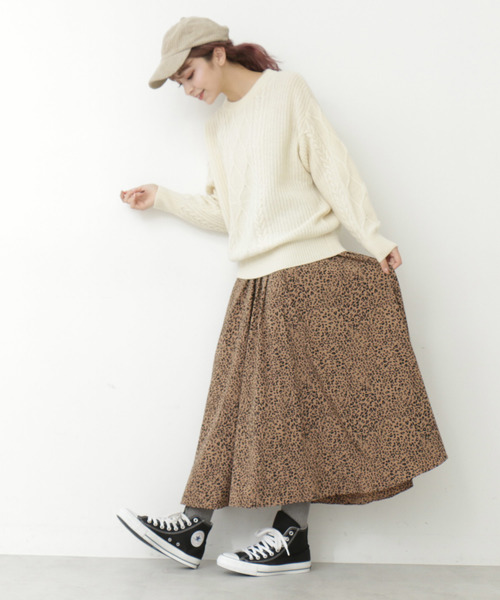 N.（N. Natural Beauty Basic）（エヌエヌナチュラルビューティーベーシック）の「≪◆レオパードマキシスカート≫（スカート・レディース・ベージュ系その他/ボルドー・MEDIUM）」の4枚目の写真