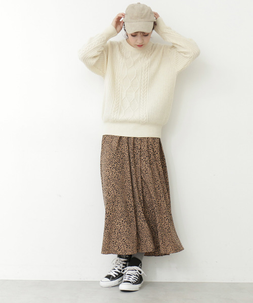 N.（N. Natural Beauty Basic）（エヌエヌナチュラルビューティーベーシック）の「≪◆レオパードマキシスカート≫（スカート・レディース・ベージュ系その他/ボルドー・MEDIUM）」の5枚目の写真