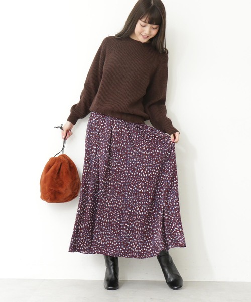 N.（N. Natural Beauty Basic）（エヌエヌナチュラルビューティーベーシック）の「≪◆レオパードマキシスカート≫（スカート・レディース・ベージュ系その他/ボルドー・MEDIUM）」の6枚目の写真