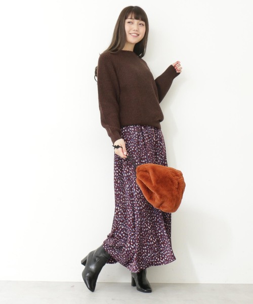 N.（N. Natural Beauty Basic）（エヌエヌナチュラルビューティーベーシック）の「≪◆レオパードマキシスカート≫（スカート・レディース・ベージュ系その他/ボルドー・MEDIUM）」の7枚目の写真