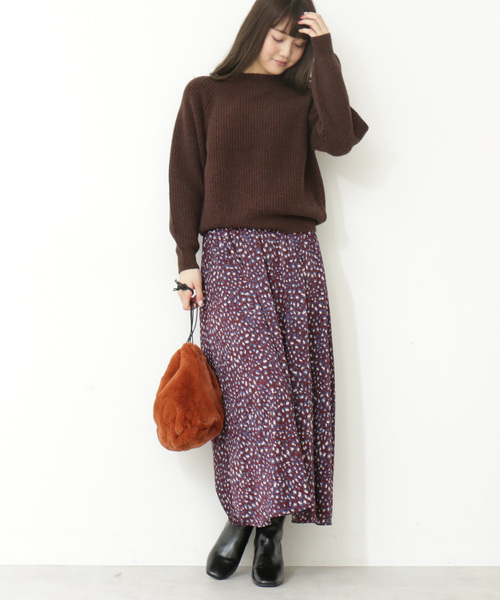 N.（N. Natural Beauty Basic）（エヌエヌナチュラルビューティーベーシック）の「≪◆レオパードマキシスカート≫（スカート・レディース・ベージュ系その他/ボルドー・MEDIUM）」の8枚目の写真