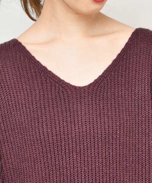 natural couture（ナチュラルクチュール）の「畦編み後ろファスナーニットワンピース（ワンピース・レディース・ブラック/グリーン/アイボリー/ダークパープル・FREE）」の14枚目の写真