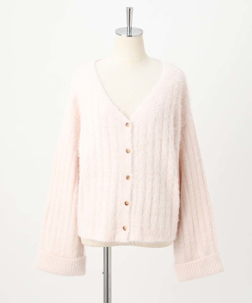 one after another NICE CLAUP(ワンアフターアナザーナイスクラップ)の「フェザーVネックリブカーディガン(カーディガン/ボレロ・レディース・オフホワイト/ライトグレー/モカ/サックスブルー/ライトピンク/ピンク系その他・FREE)」の7枚目の写真