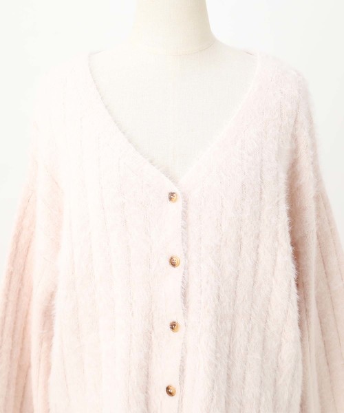 one after another NICE CLAUP(ワンアフターアナザーナイスクラップ)の「フェザーVネックリブカーディガン(カーディガン/ボレロ・レディース・オフホワイト/ライトグレー/モカ/サックスブルー/ライトピンク/ピンク系その他・FREE)」の8枚目の写真