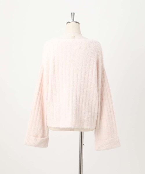 one after another NICE CLAUP(ワンアフターアナザーナイスクラップ)の「フェザーVネックリブカーディガン(カーディガン/ボレロ・レディース・オフホワイト/ライトグレー/モカ/サックスブルー/ライトピンク/ピンク系その他・FREE)」の11枚目の写真