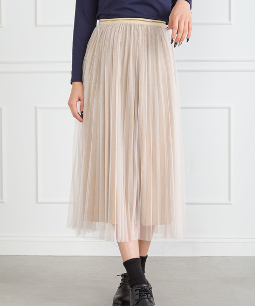 SpRay（スプレイ）の「チュールラメプリーツスカート（スカート・レディース・ブラック/ベージュ/グレー/ピンク/ブラック系その他・FREE）」の4枚目の写真