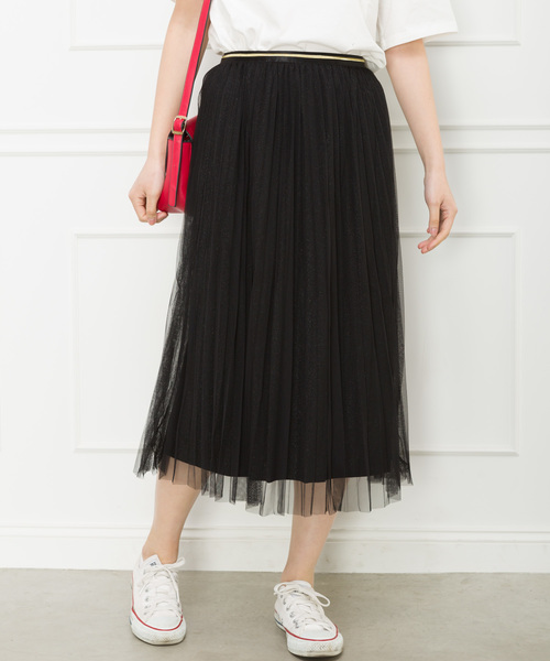 SpRay（スプレイ）の「チュールラメプリーツスカート（スカート・レディース・ブラック/ベージュ/グレー/ピンク/ブラック系その他・FREE）」の2枚目の写真