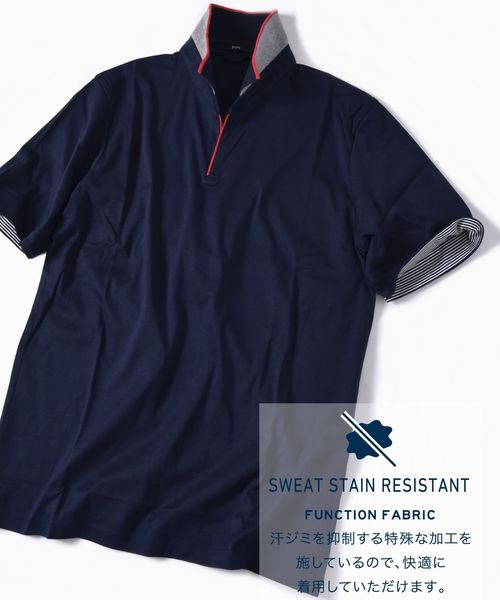 SHIPS（シップス）の「SC: 汗ジミ軽減加工 リブ スキッパー ショートスリーブ ポロシャツ 19SS（ポロシャツ・メンズ・ホワイト/ライトグレー/ブルー/チャコールグレー/ネイビー/ダークネイビー・SMALL/MEDIUM/X-LARGE/LARGE）」の5枚目の写真